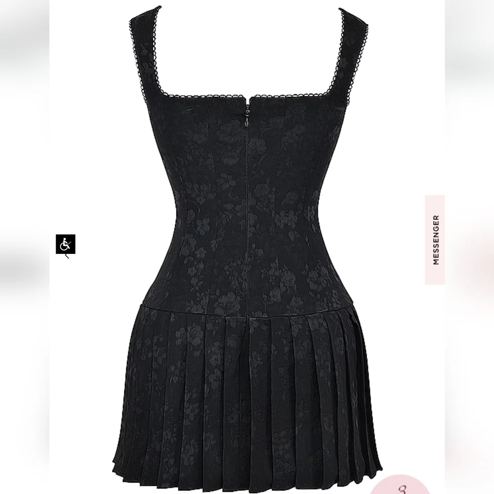 ***1 Left***House of CB Talia Black Pleated Mini Dress - Picture 14 of 16